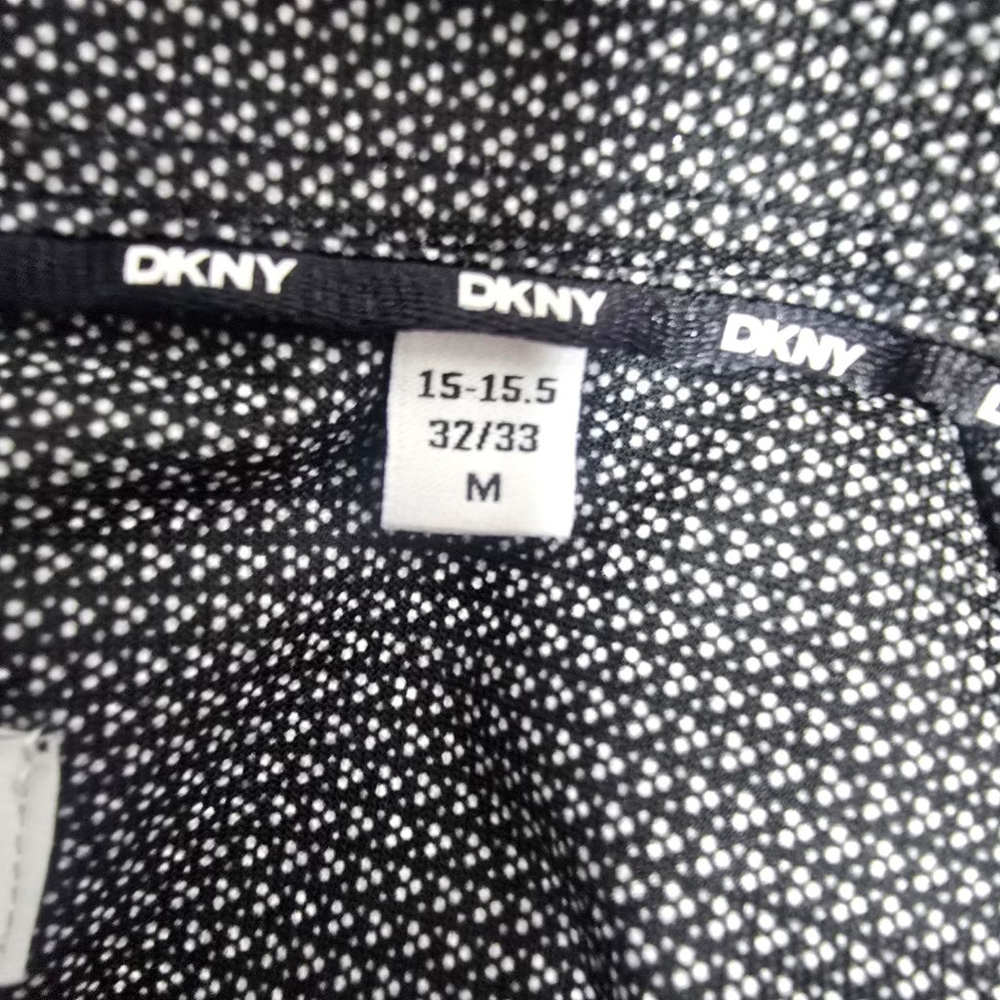 Men's DKNY Dress Shirt Neck 15.5 Black White Slim Fit - Picture 8 of 9